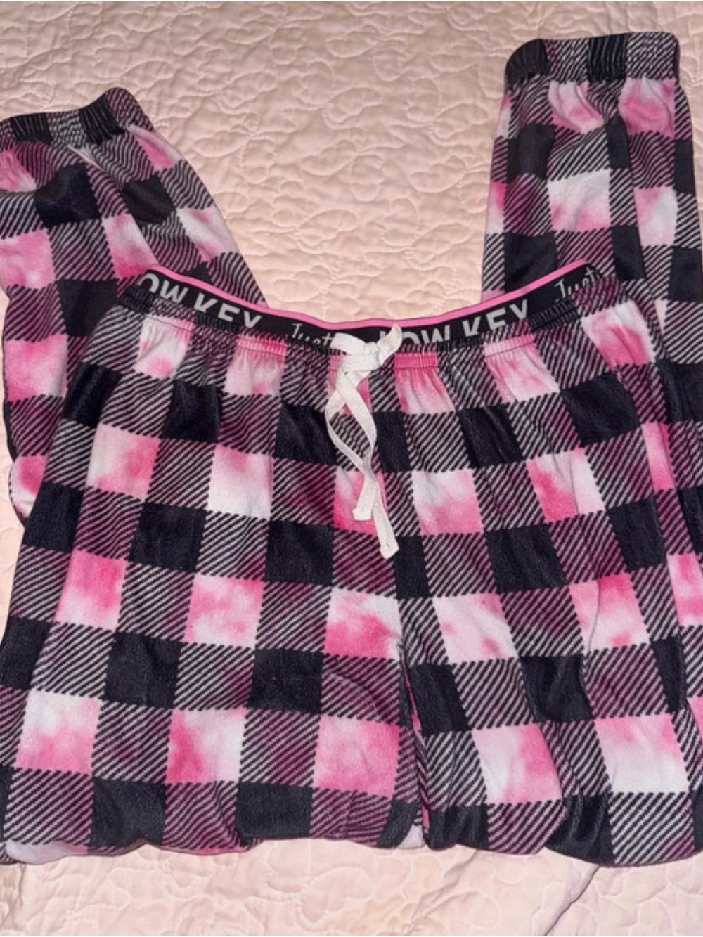 Justice Pink and Black Plaid Flannel Pajama Pants